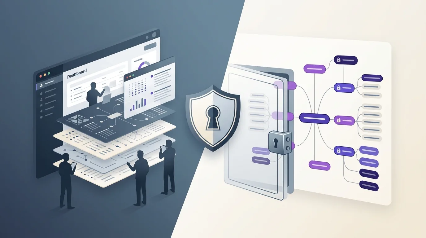 Privacy boundary around note content showing who can and cannot read stored notes
