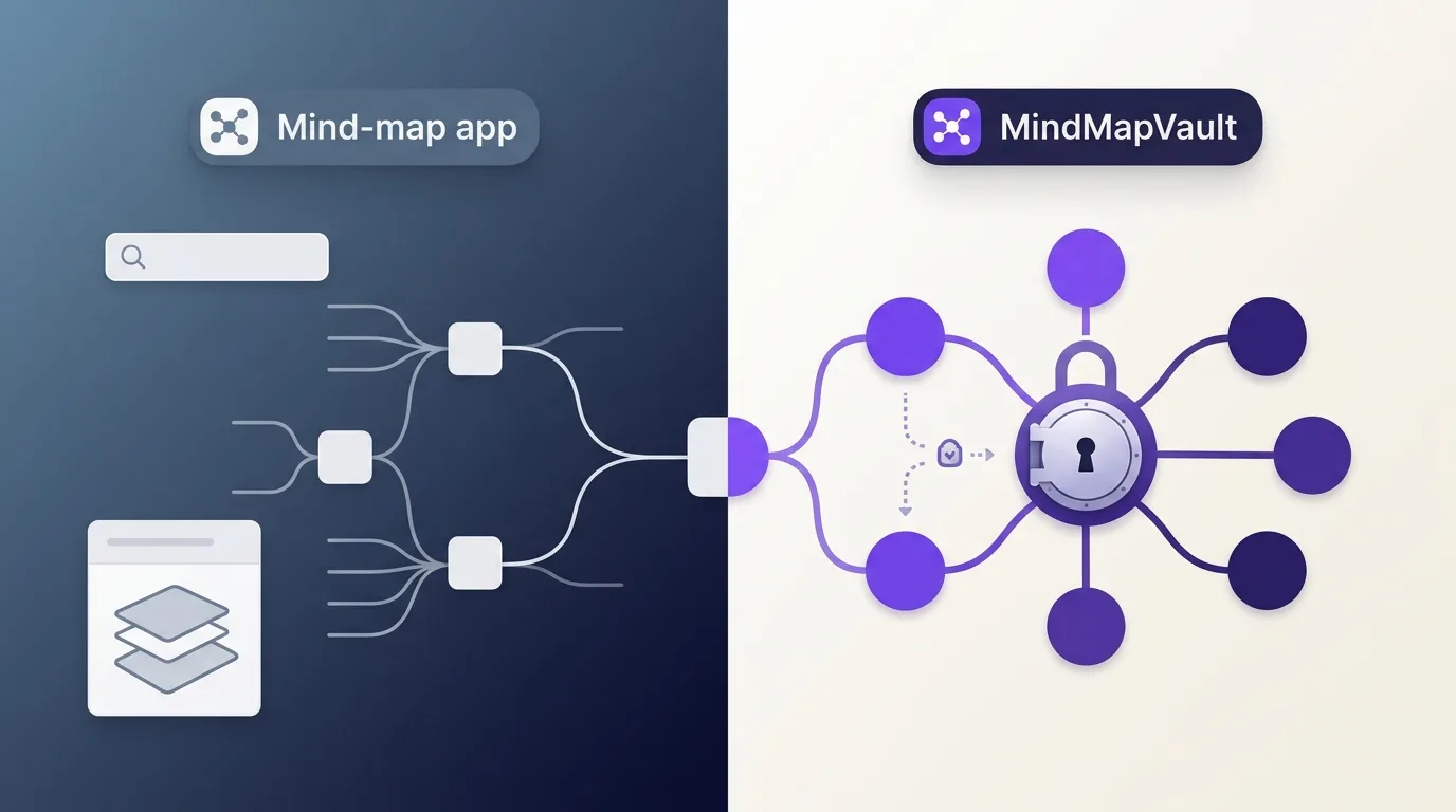 Mind map structure and note content shown with locked access boundaries