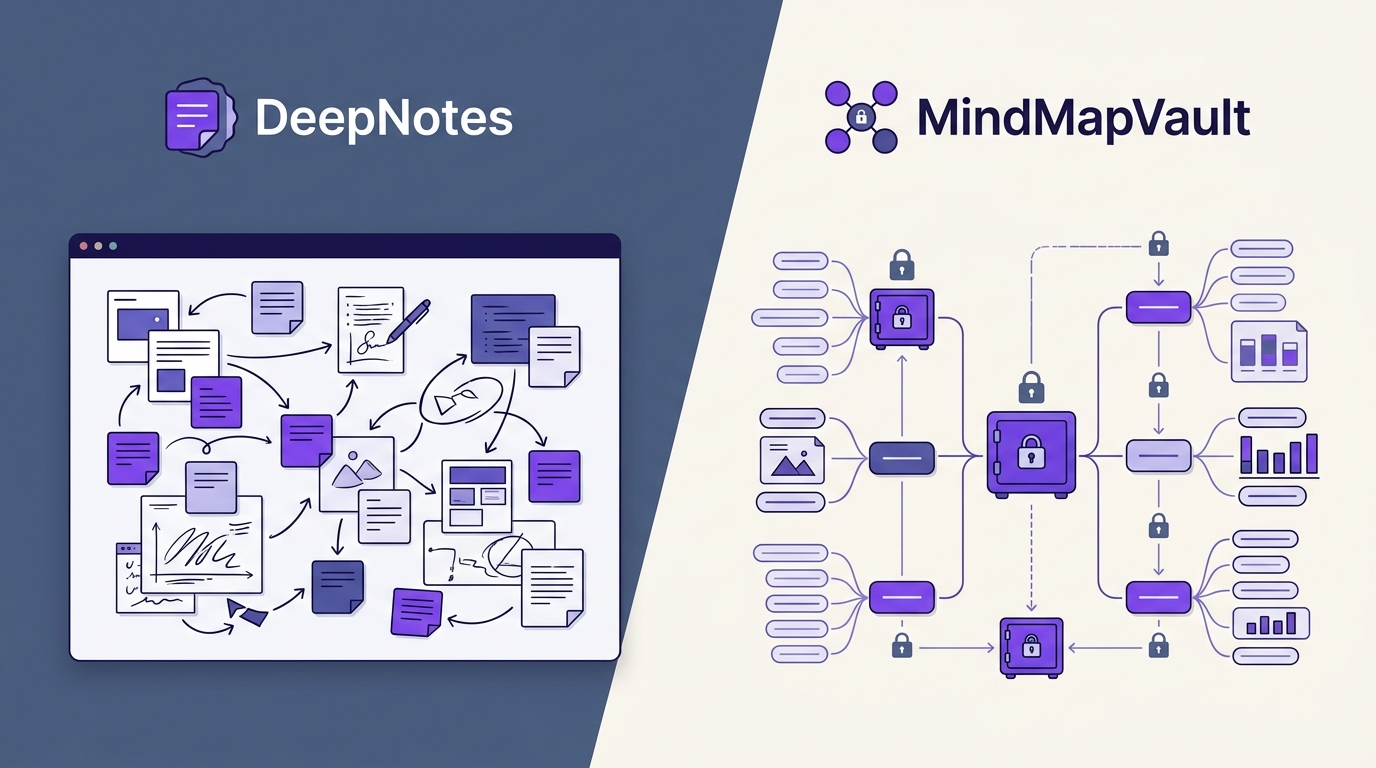 Alternative guide cover for MindMapVault versus DeepNotes
