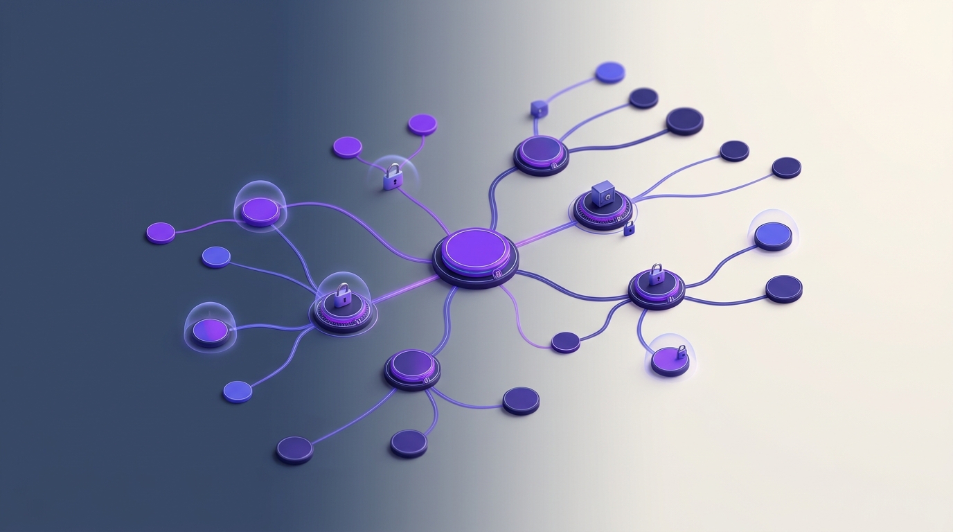 Professional evaluating a privacy-threat-model mind map across multiple devices