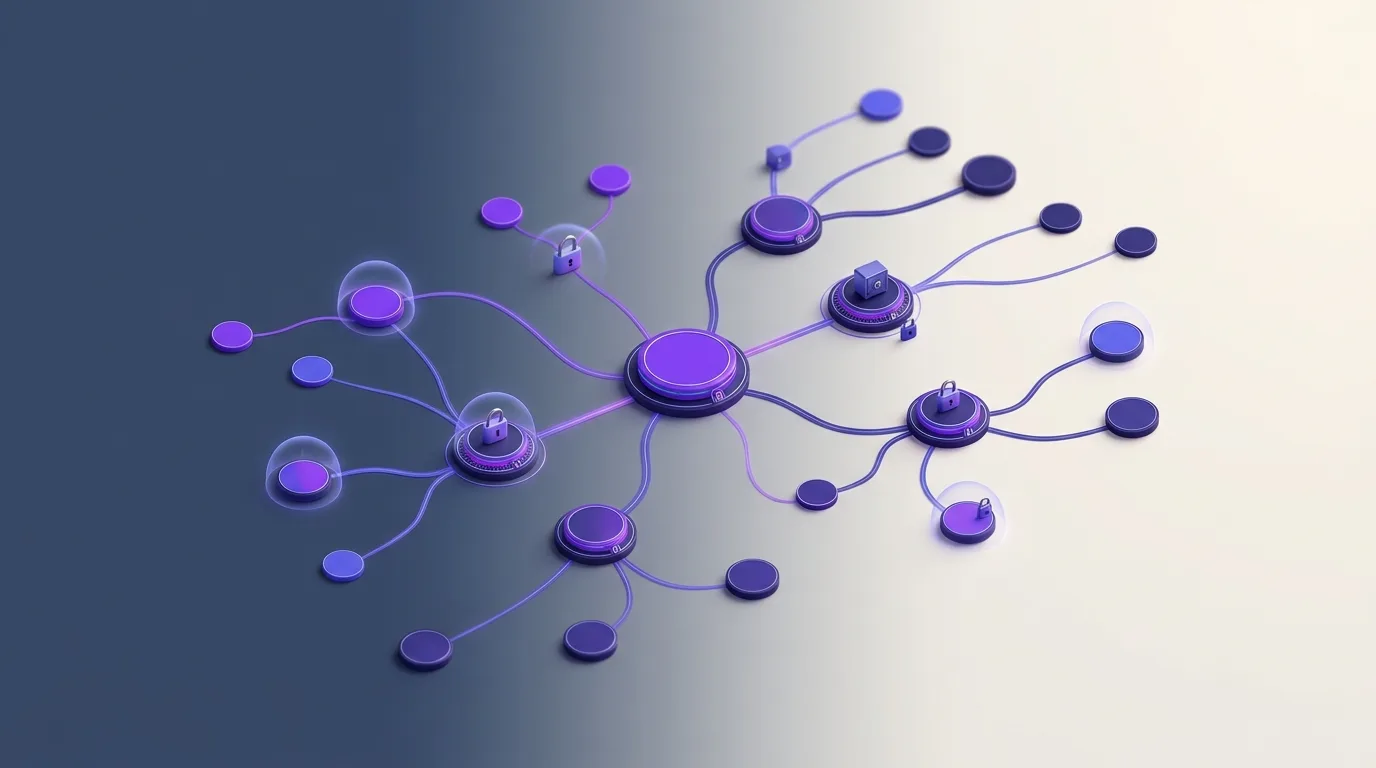 Professional evaluating a privacy-threat-model mind map across multiple devices