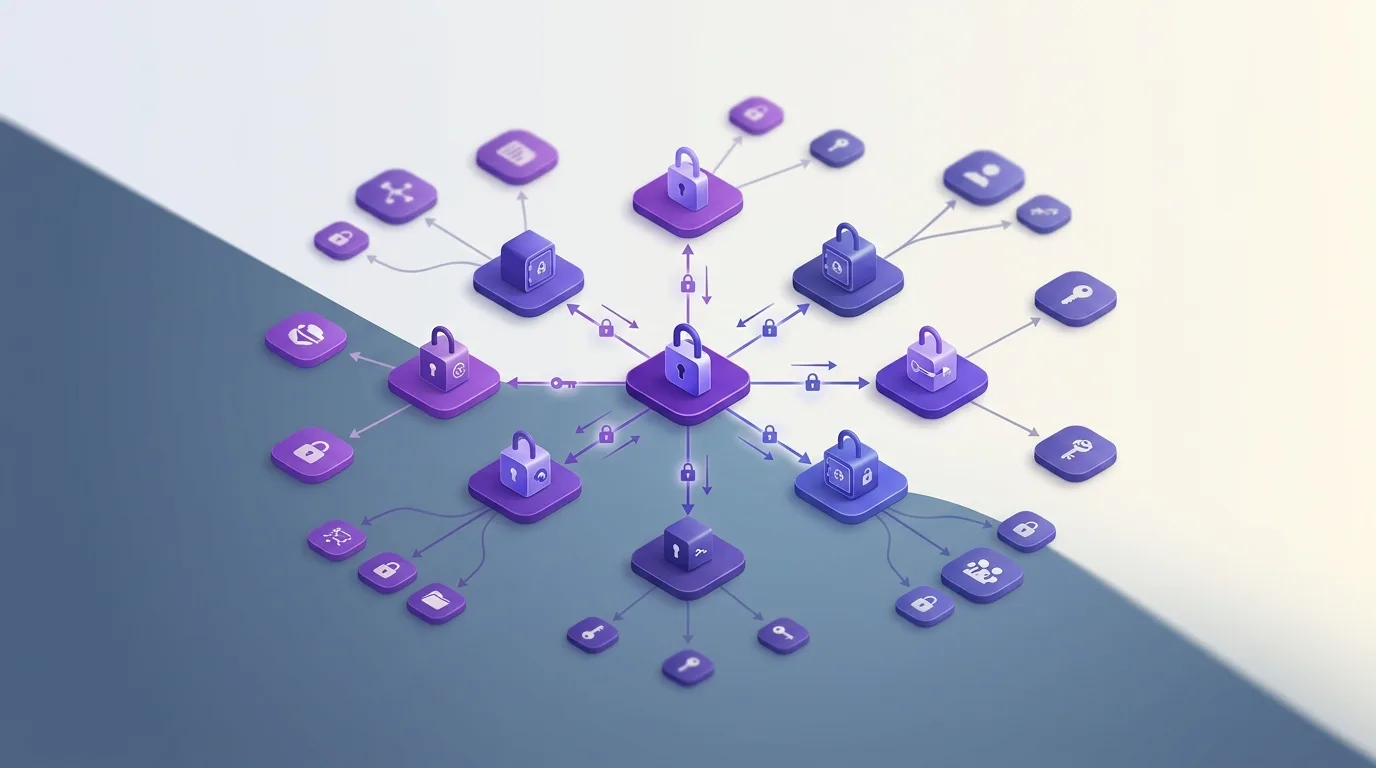 Encryption flow diagram showing end-to-end encryption endpoints with visible metadata throughout