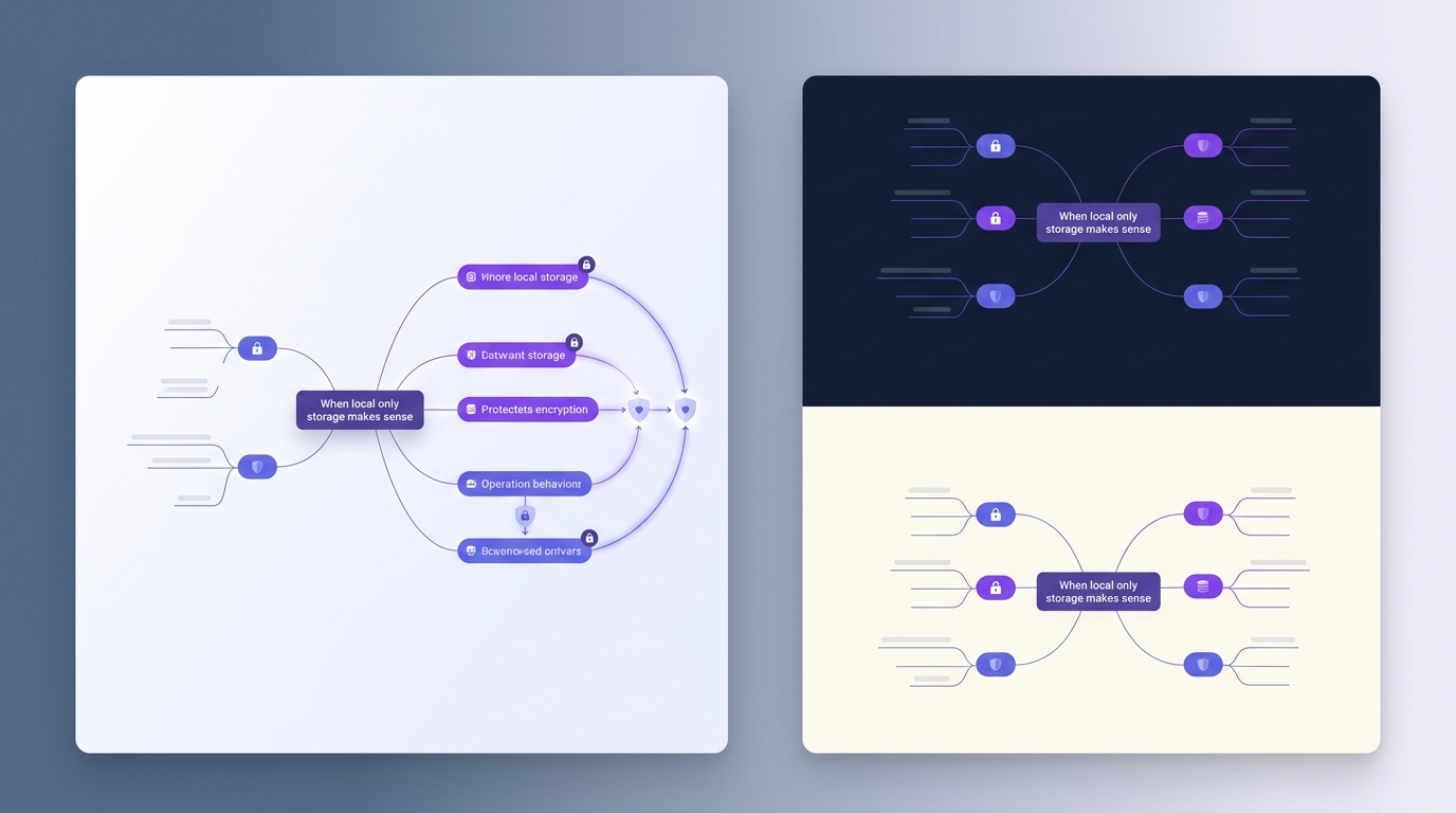 Local-only storage setup with mind map contained within a single device