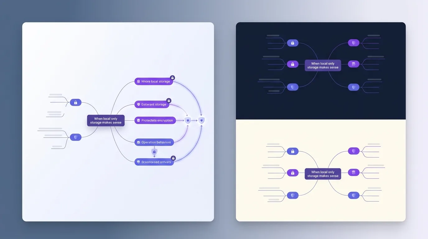 Local-only storage setup with mind map contained within a single device